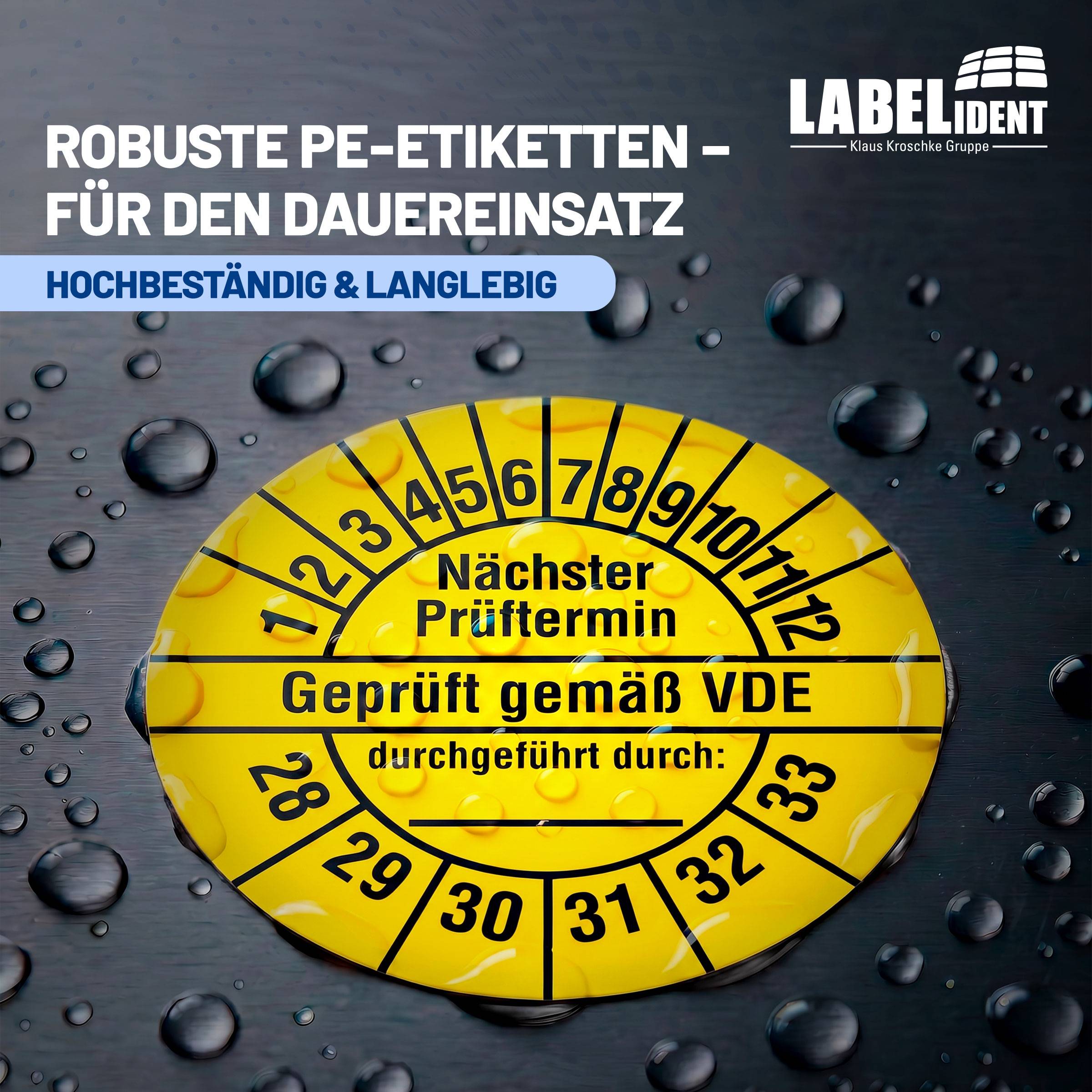 Labelident Prüfplaketten Geprüft gemäß VDE, Ø 20 mm, 1.000 Etiketten-2