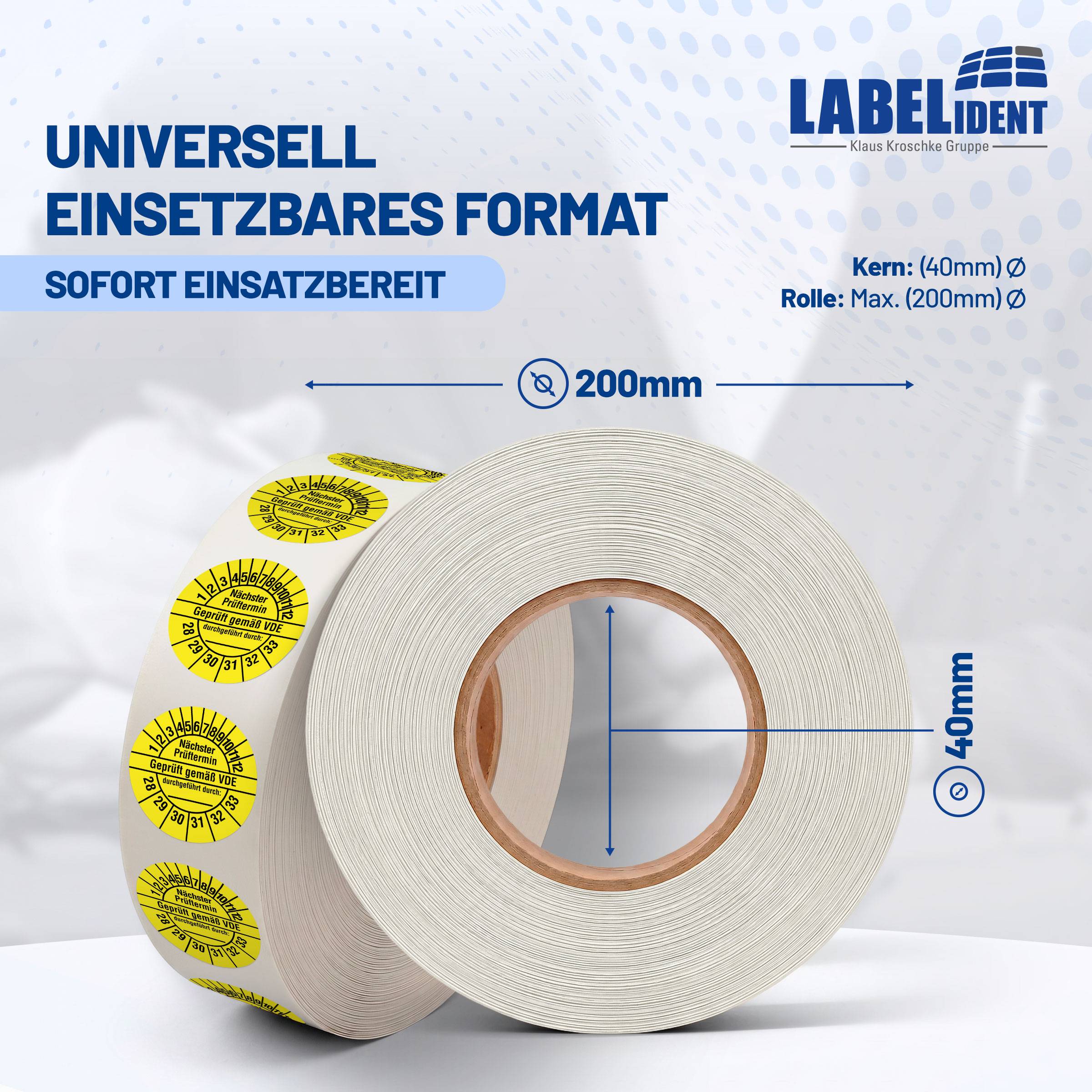 Labelident Prüfplaketten Geprüft gemäß VDE, Ø 20 mm, 1.000 Etiketten-4