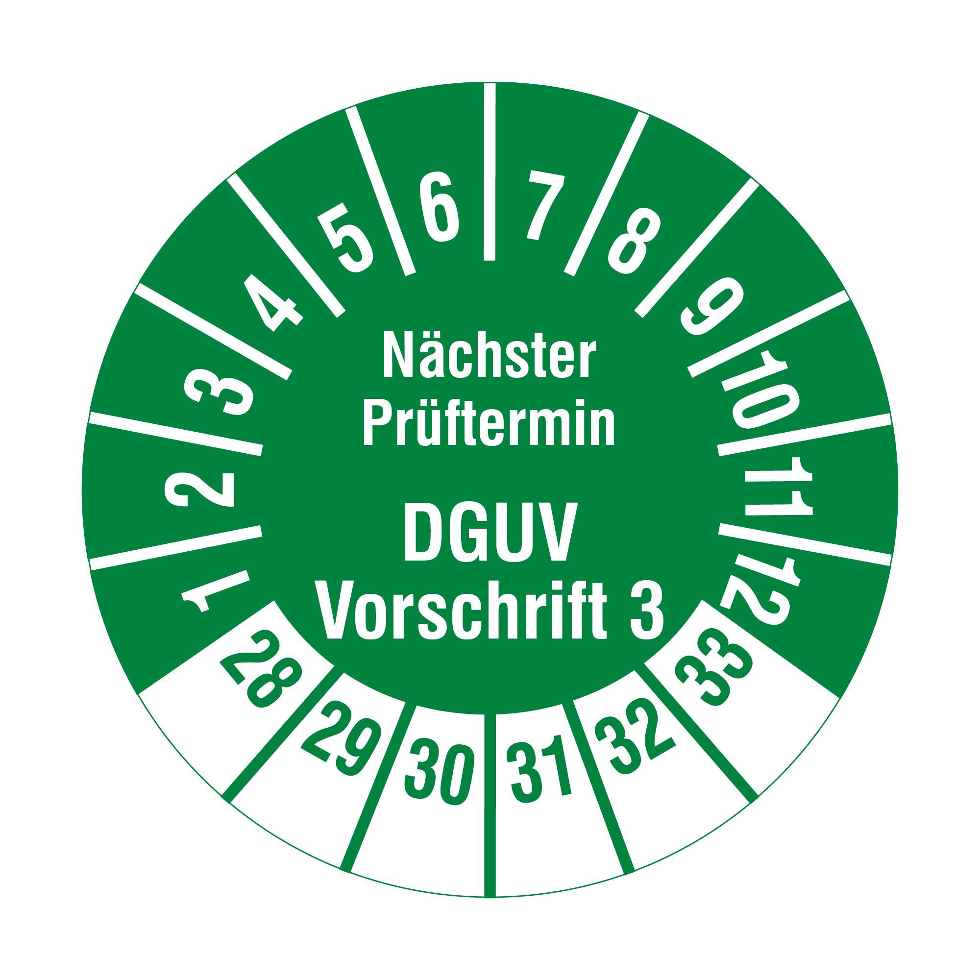Labelident Prüfplaketten Nächster Prüftermin DGUV V3, Ø 20 mm, 1.000 Etiketten-0