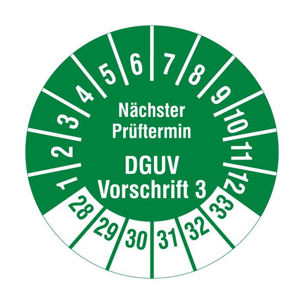 Labelident Prüfplaketten Nächster Prüftermin DGUV V3, Ø 20 mm, 1.000 Etiketten