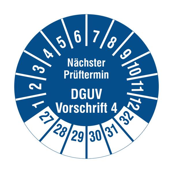 Labelident Prüfplaketten Nächster Prüftermin DGUV V4, Ø 20 mm, 1.000 Etiketten