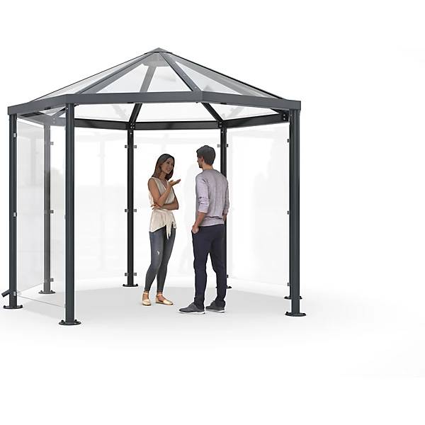 Personenüberdachung im Pavillon-Stil zum Einbetonieren HxBxT 3100 x 3300 x 3300 mm anthrazitgrau RAL 7016. WSM-4