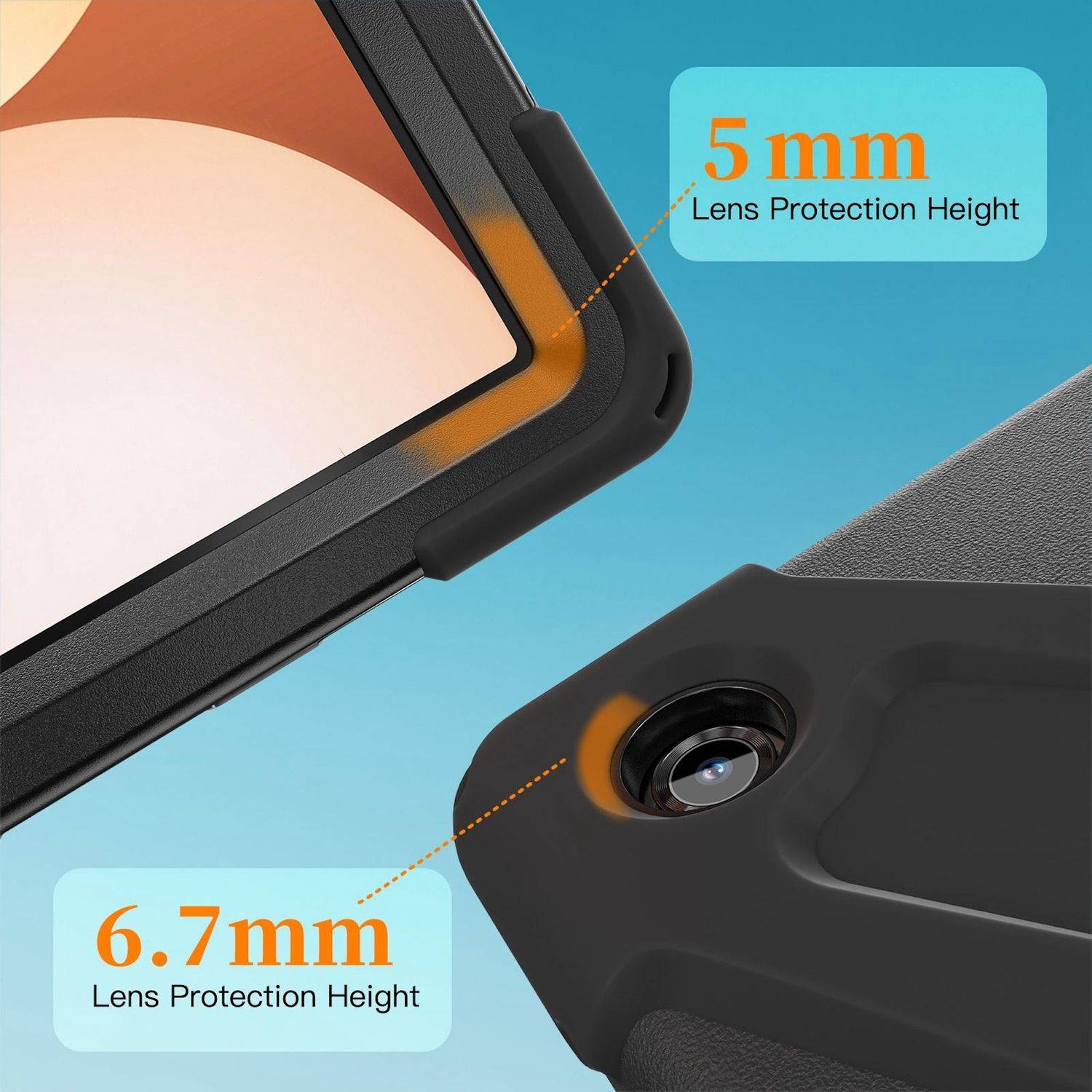 Für Samsung Galaxy Tab A11 Plus Hülle Halter & Schultergurt Schwarz-4