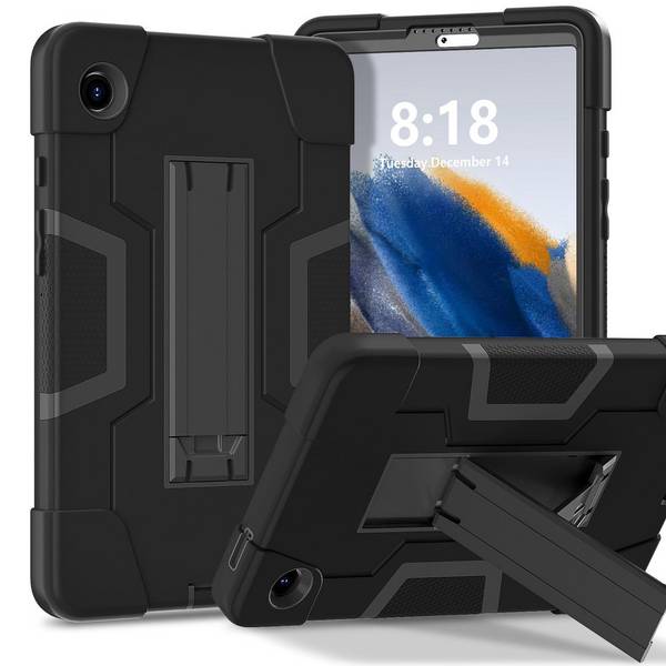 Für Samsung Galaxy Tab A11 Hybrid Design Hülle mit Halter Schwarz