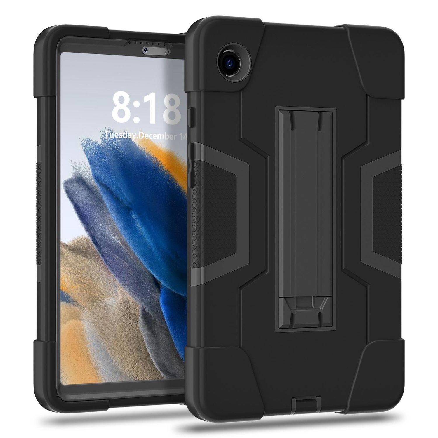 Für Samsung Galaxy Tab A11 Hybrid Design Hülle mit Halter Schwarz-1