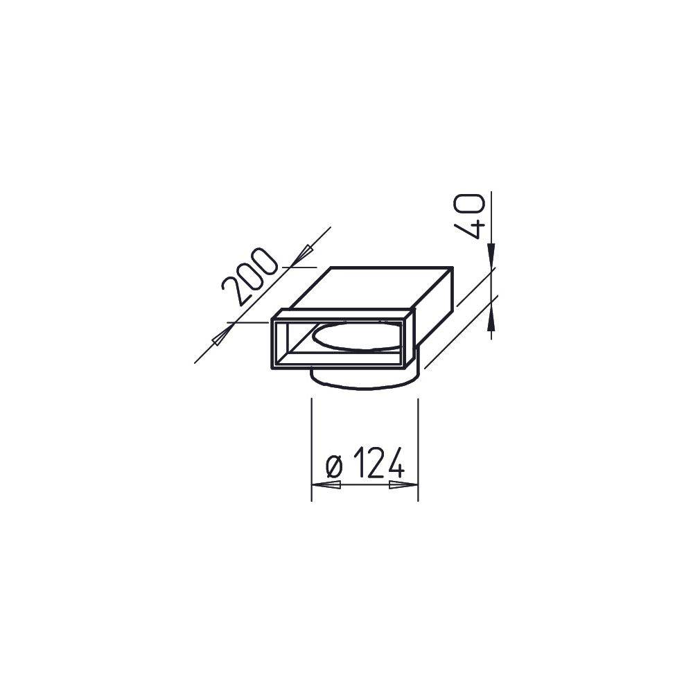 Helios Flachkanal FK-ER 150/125, Endstück 150x50mm, 90 Grad, Anschluss für Wickelfalzrohr DN 125-1
