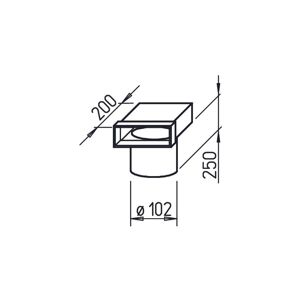 Helios Flachkanal FK-EV 150/100, Endstück 150x50mm, 90 Grad, Anschluss für Tellerventile DN 100-1