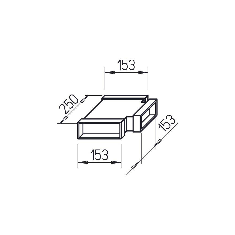 Helios Flachkanal FK-T 150/150/150, T-Stück 3x 150x50mm, Stahlblech verzinkt-1