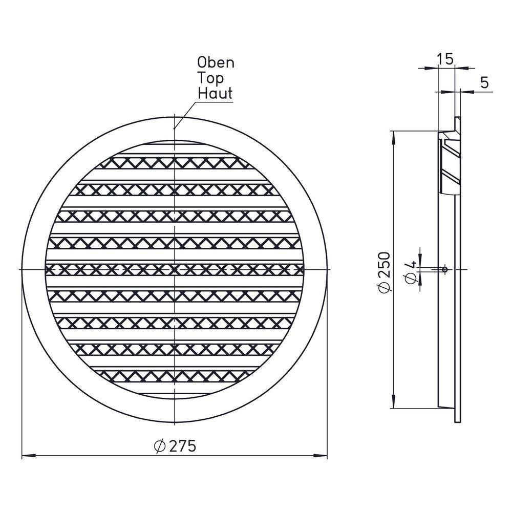 Helios Fassadengitter FGR 250 rund, Aluminium, DN-1