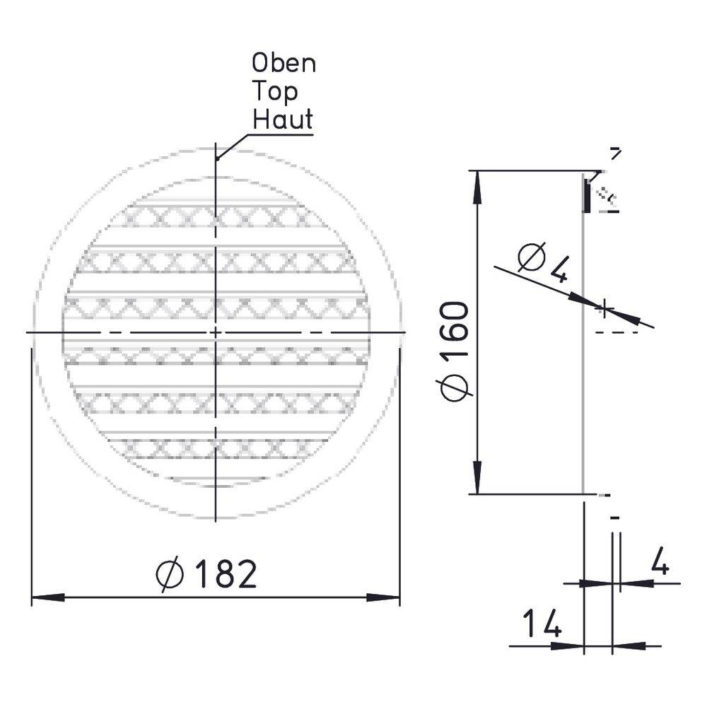 Helios Fassadengitter FGR 160 rund, Aluminium, DN-1