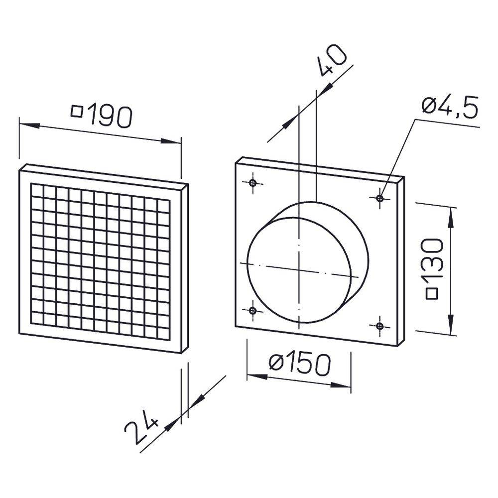 Helios Lüftungsgitter G 160, DN Weiß-1