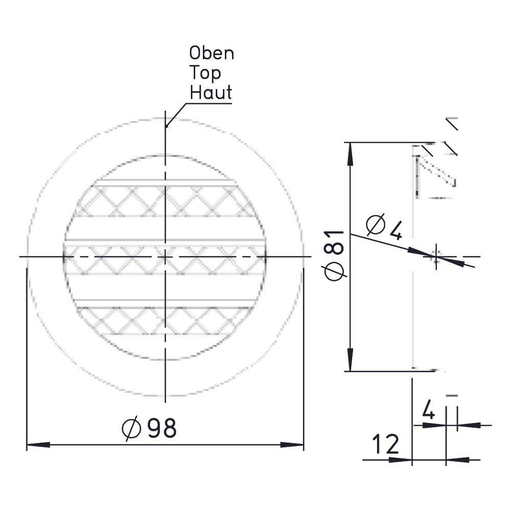 Helios Fassadengitter FGR 80 rund, Aluminium, DN-1