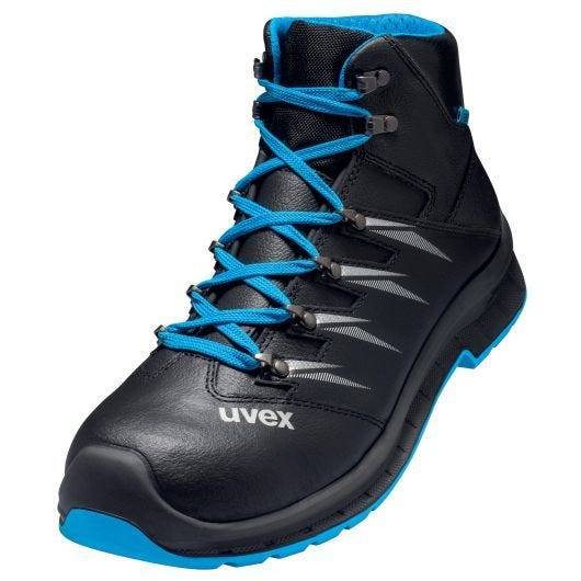 Schnürstiefel uvex 2 trend S3 SRC, ESD geeignet, schwarz/blau, Weite 12, Größe 43-0