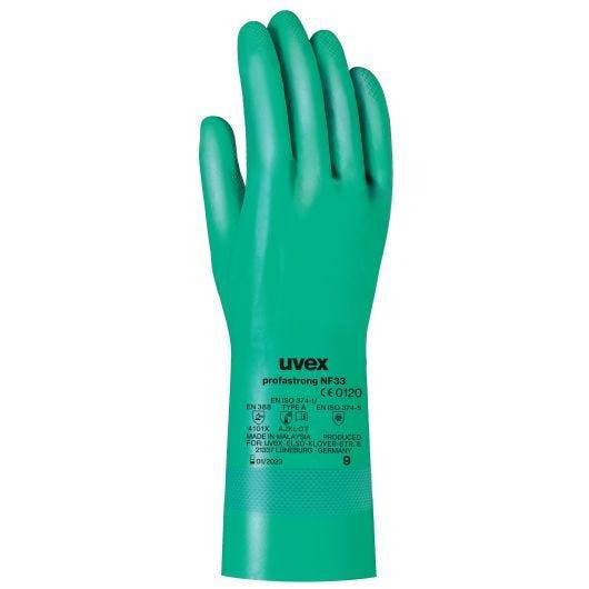 uvex Chemikalienschutzhandschuhe Profastrong NF33, Größe 10, vollbeschichtet, grün, 12 Paar-0