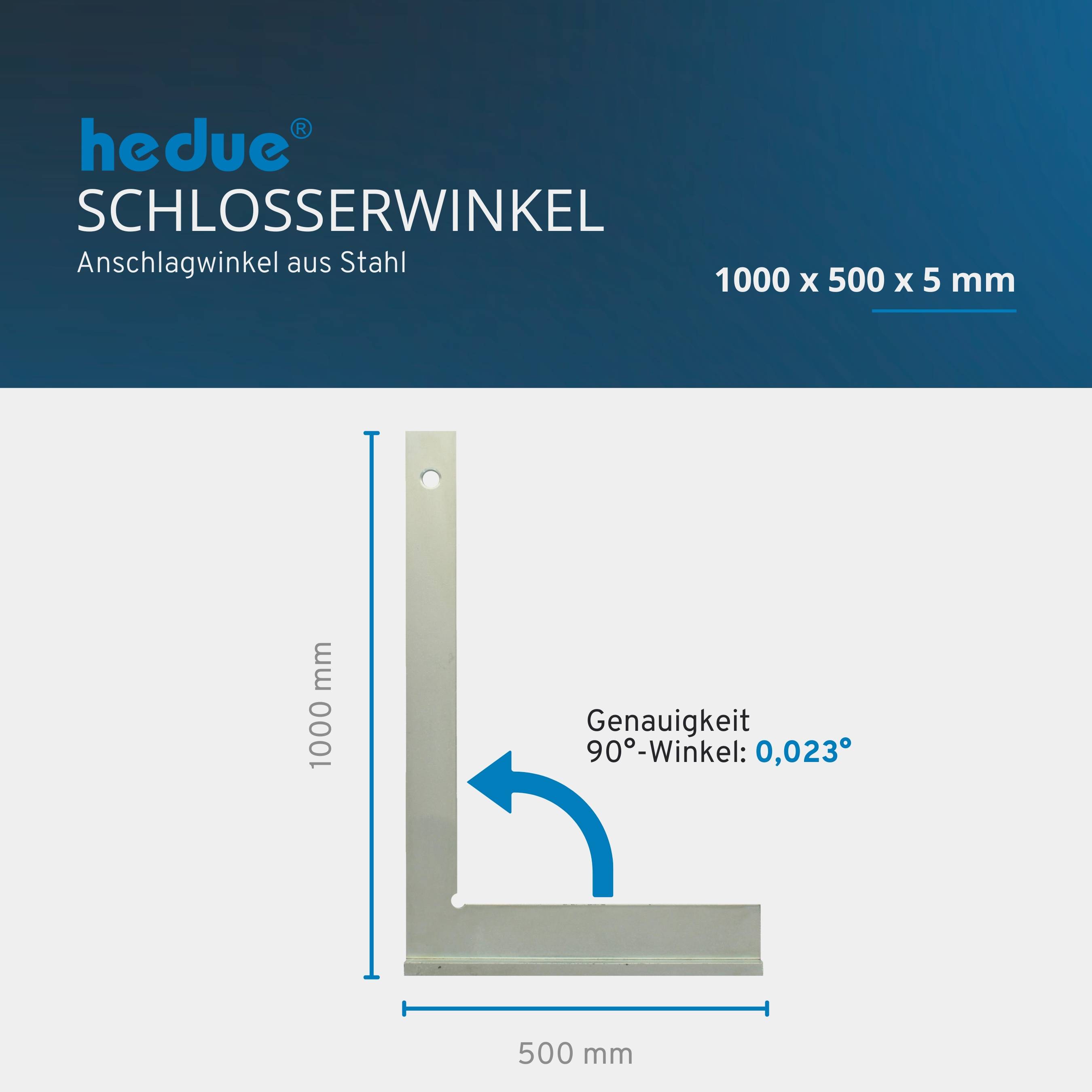 hedue® Anschlagwinkel - Schlosserwinkel mit Anschlag aus verzinktem Stahl, 1000 x 500 mm-4