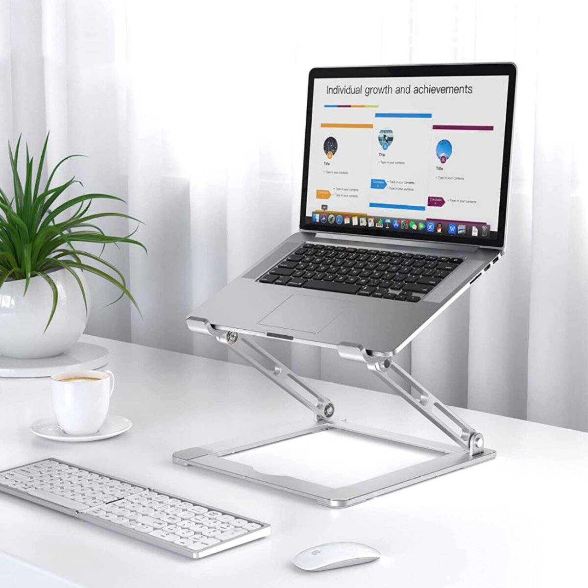 Tech-Protect ULS400 universeller ausziehbarer Laptopständer bis 17 Zoll – Silber-1