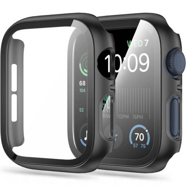 Tech-Protect Defense360 Hülle mit gehärtetem Glas Kompatibel mit Apple Watch 6 (44 mm) Schwarz