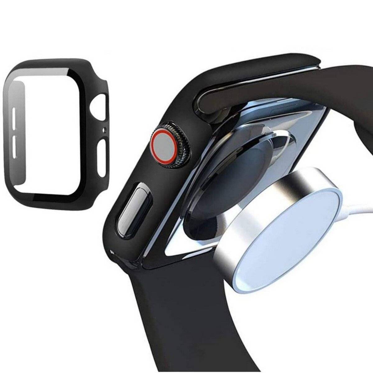 Tech-Protect Defense360 Hülle mit gehärtetem Glas Kompatibel mit Apple Watch 6 (44 mm) Schwarz-4