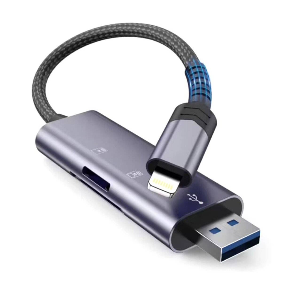 Tech-Protect UltraBoost SD-/Micro-SD-Kartenleser mit Kompatibel mit iPhone / USB-A-Anschluss – Grau-2