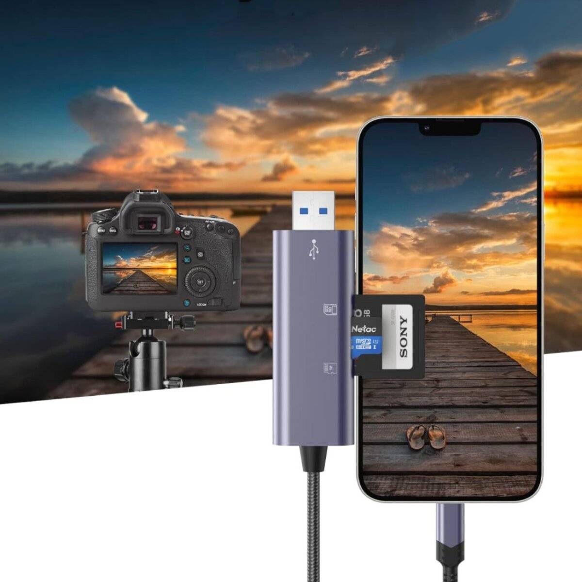 Tech-Protect UltraBoost SD-/Micro-SD-Kartenleser mit Kompatibel mit iPhone / USB-A-Anschluss – Grau-3