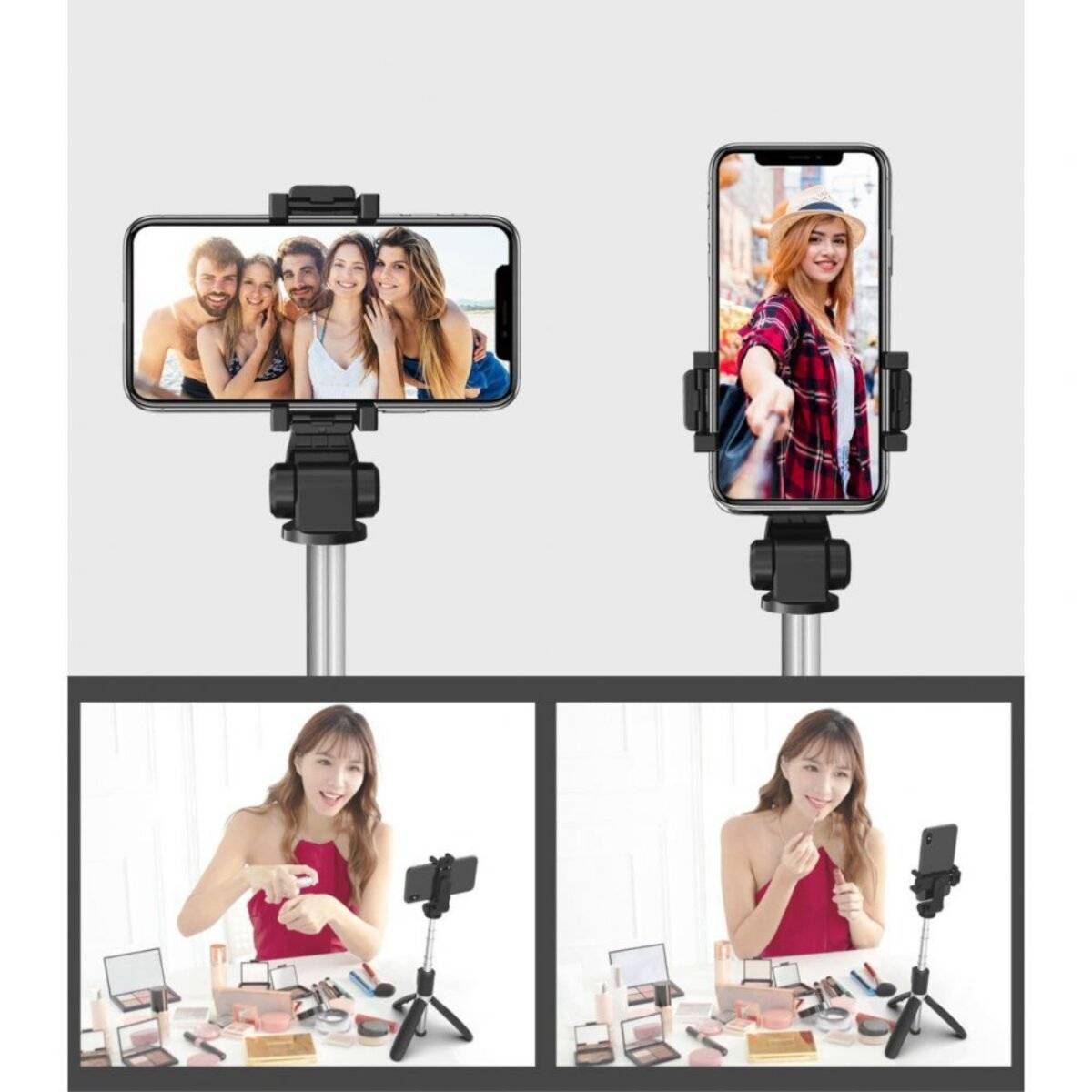 Tech-Protect L02S Bluetooth-Selfie-Stick mit Stativ bis 72 cm – Schwarz-3