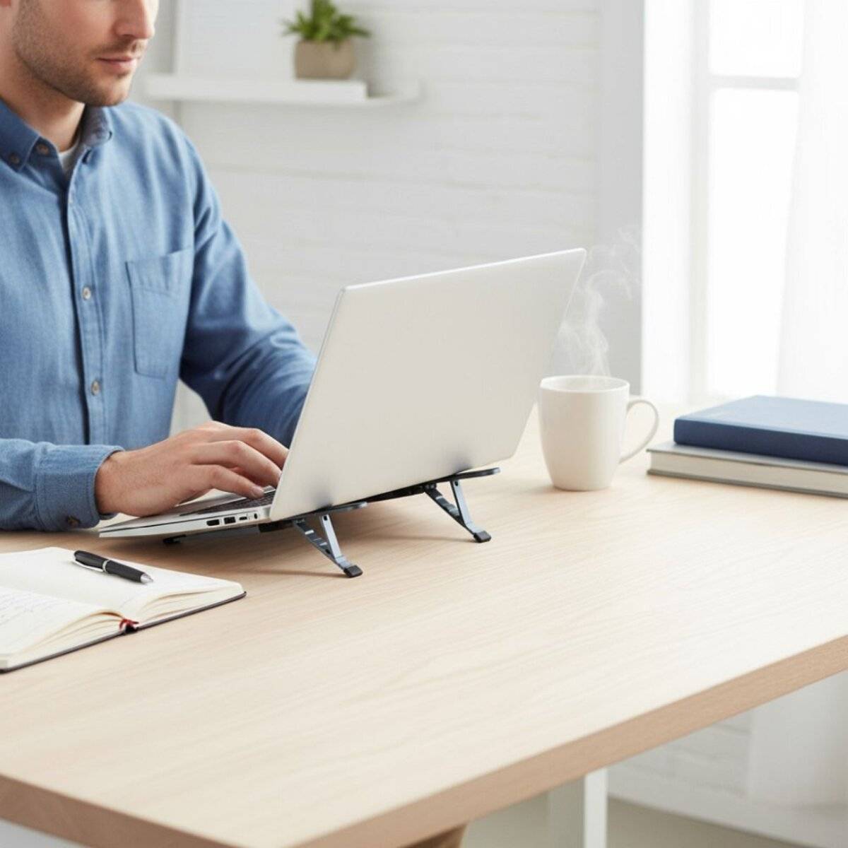 Forcell F-GRIP Fold Stand H Pro – Verstellbarer Laptop- und Tablet-Tischständer Grau-1