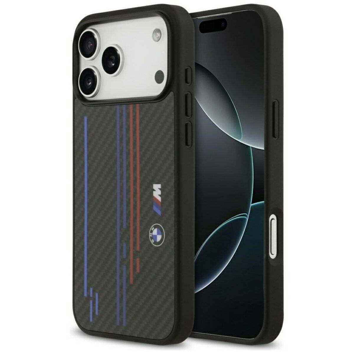 BMW M Kevlar Premium-Schutzhülle mit M-Streifen kompatibel mit iPhone 17 Pro Max - Schwarz-0