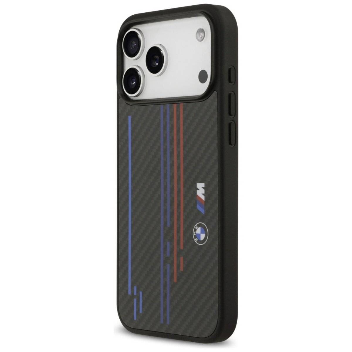 BMW M Kevlar Premium-Schutzhülle mit M-Streifen kompatibel mit iPhone 17 Pro Max - Schwarz-1