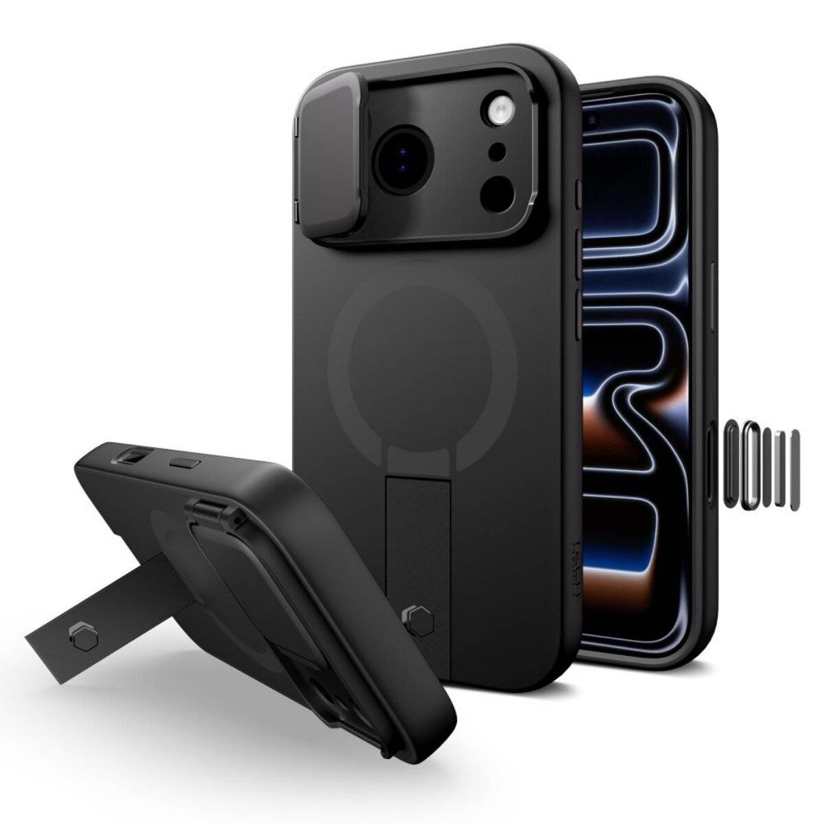 Tech-Protect Kevlar Aura Handyhülle kompatibel mit iPhone 17 Pro Max – Schwarz-0