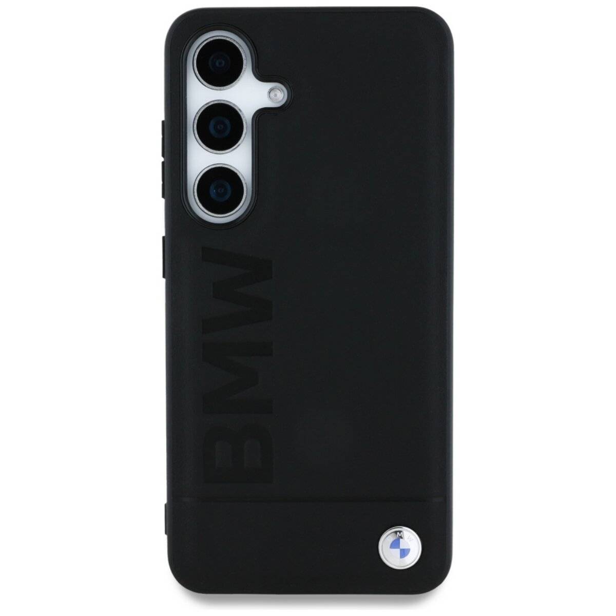 BMW Leder- Handyhülle großer Wordmark kompatibel mit Samsung S25 – Schwarz-2