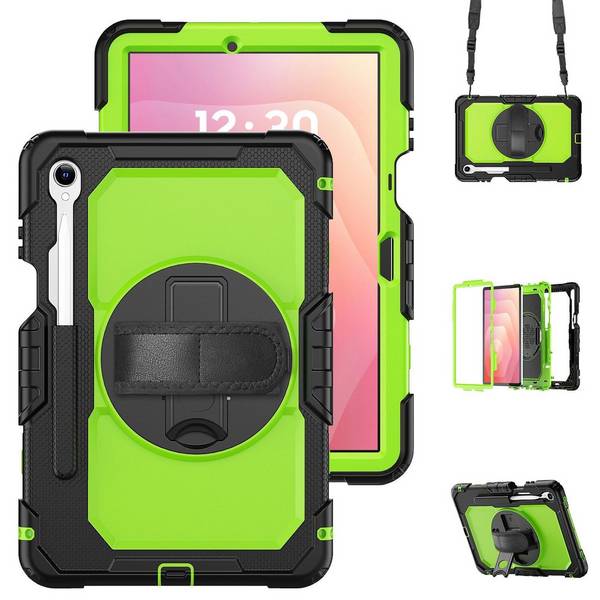 Für Samsung Galaxy Tab S11 Hybrid Hülle Halter & Schultergurt Grün