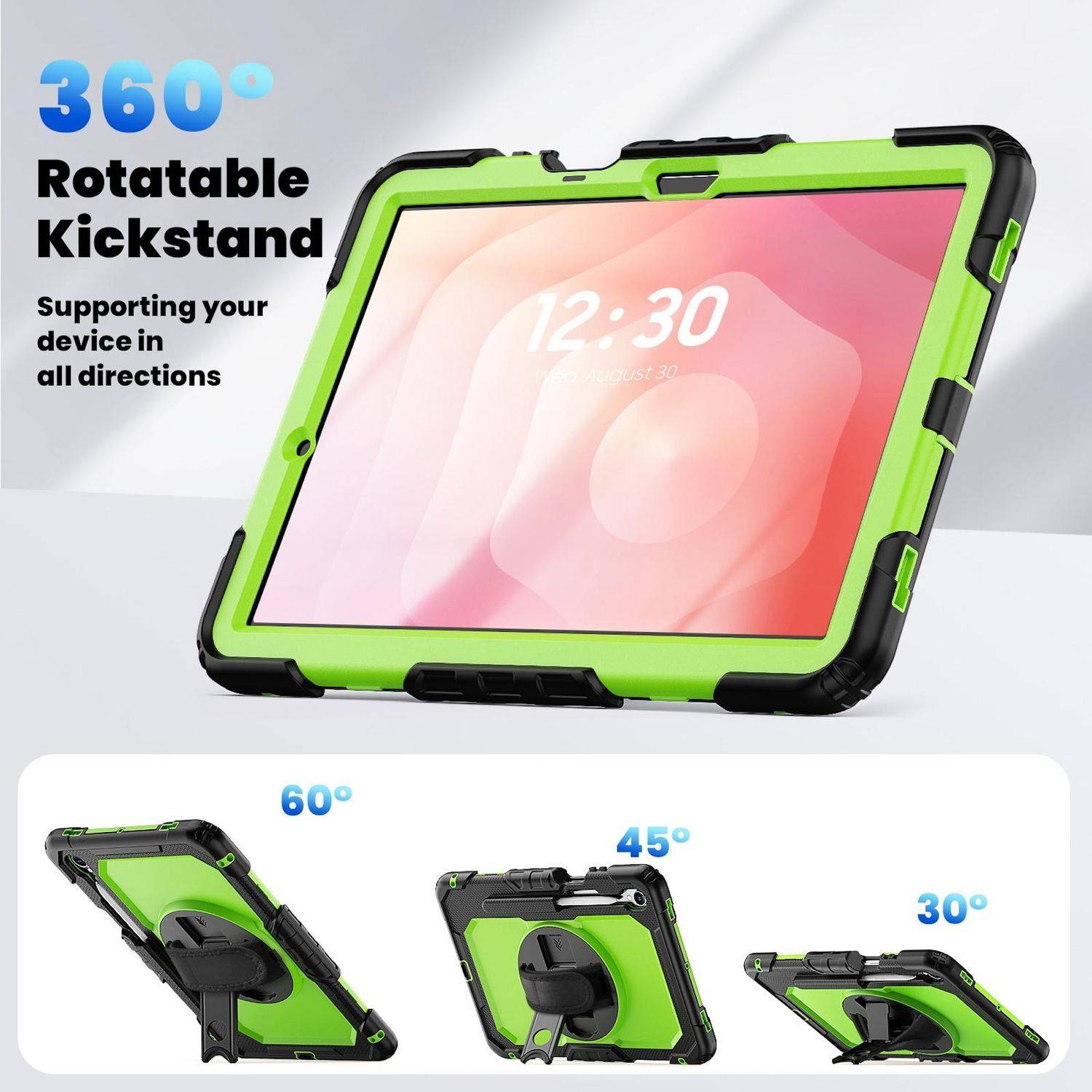 Für Samsung Galaxy Tab S11 Hybrid Hülle Halter & Schultergurt Grün-3