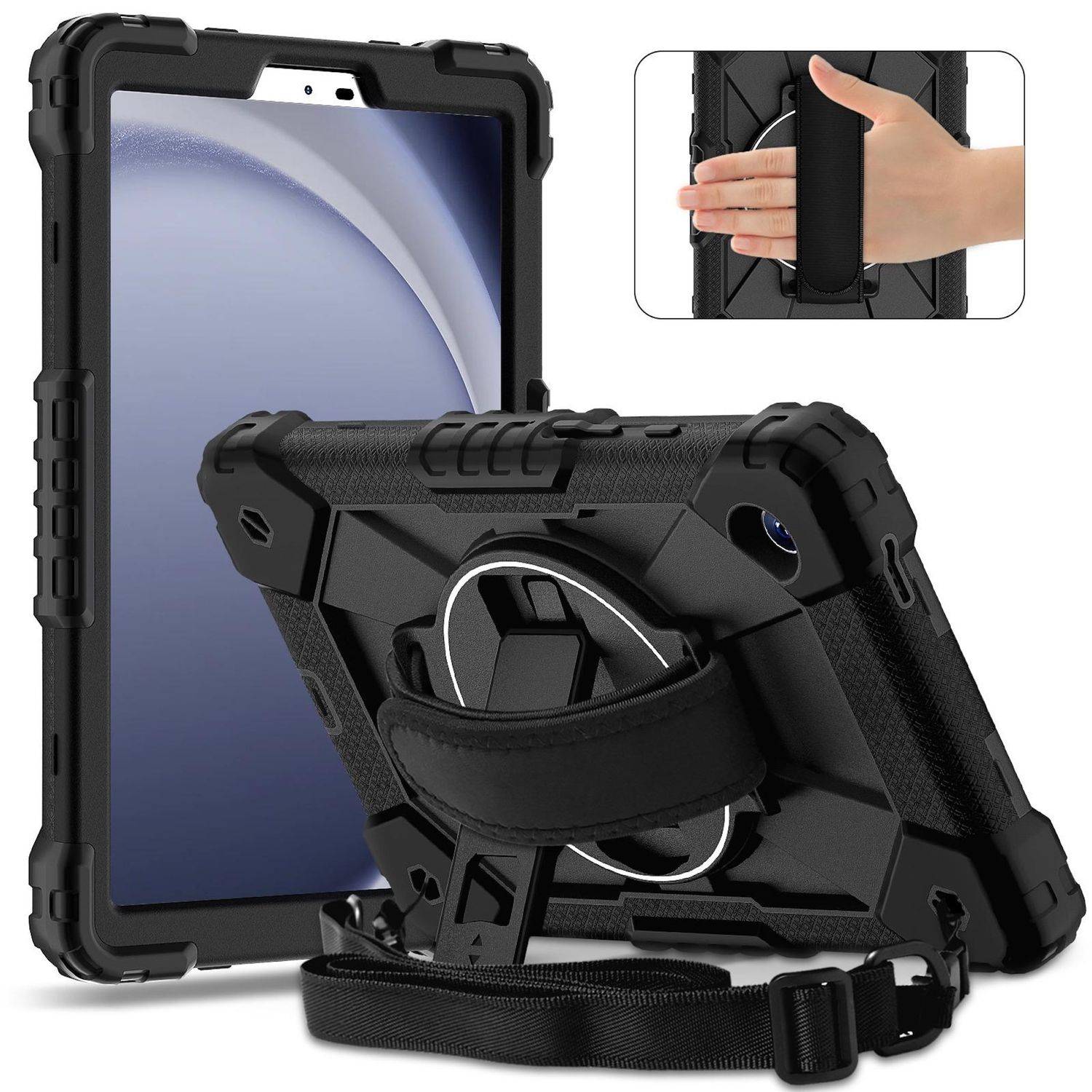 für Samsung Galaxy Tab A11 Hybrid Halter & Schultergurt Schwarz-1