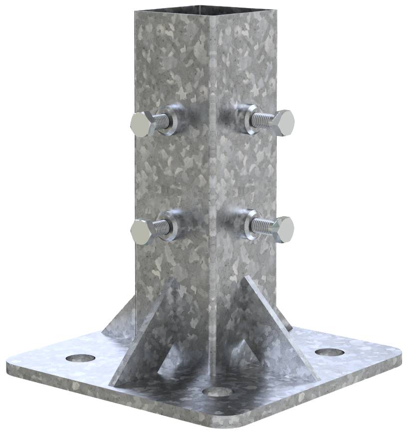 Schake 3F120-1 Adaptierung für Beton-Aufstellvorrichtung nicht klappbar, Rundrohr kann bis zur Adapterplatte eingelassen-0