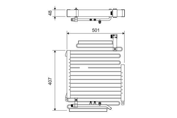 Kondensator ohne Trockner 407 mm - 407 mm Alu R 134a VALEO für u.a. AUDI COUPE