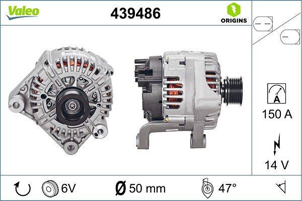 Lichtmaschine Generator 14 V 150 A Ø 50 mm VALEO für u.a. BMW 5er-1