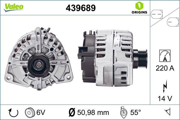 Lichtmaschine Generator 14 V 220 A Ø 51 mm VALEO für u.a. MB E-KLASSE-2