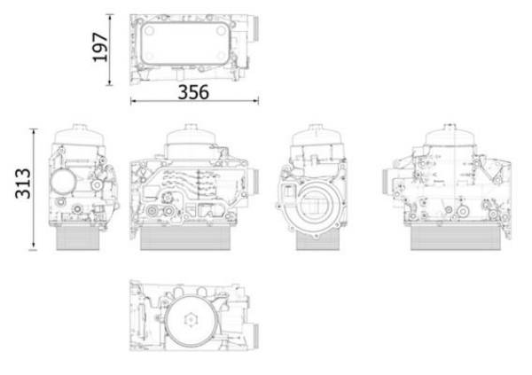Ölkühler Kühlrippen gelötet 356 mm - 197 mm MAHLE für u.a. DEUTZ-FAHR AGROTRON M