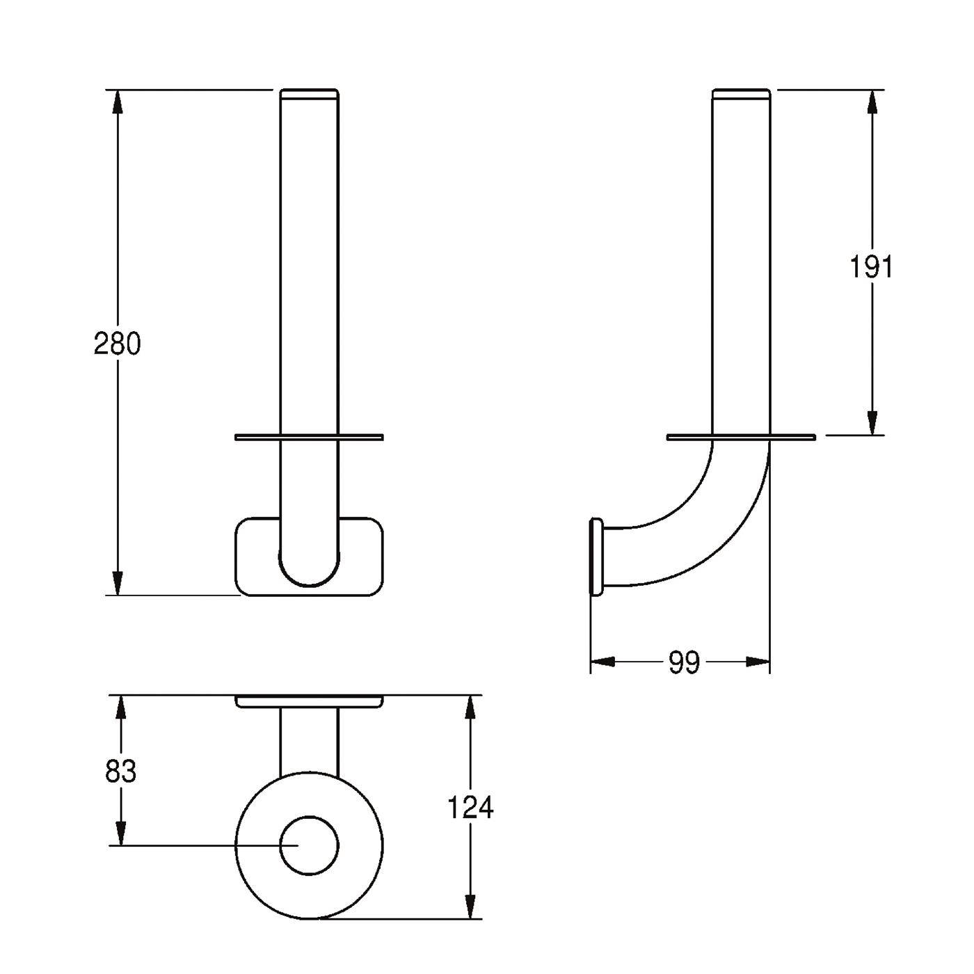 KWC Wc-reserverollenhalter, RODAN, Edst, 81x280x124 mm, für. 2 Rollen, AP-1