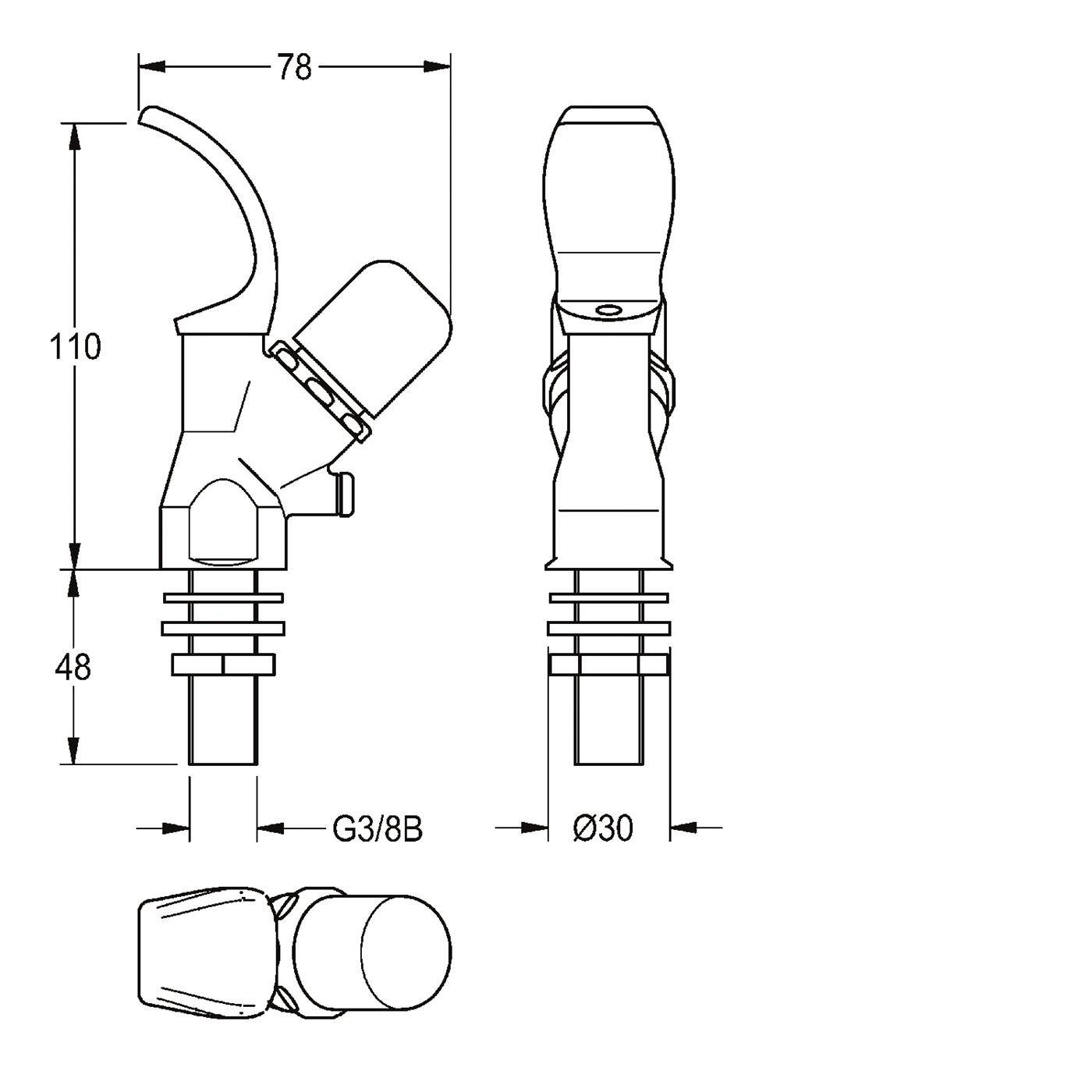 KWC Trinkbrunnenarmatur, Selbstschluss, DN15, Anschluss G3/8B-1