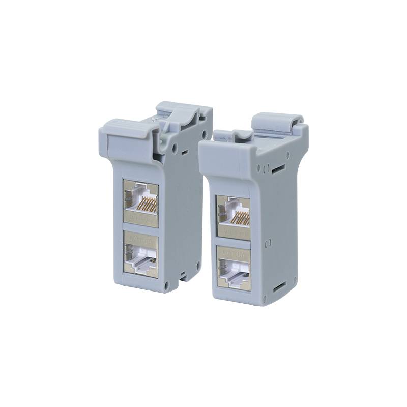 Hutschienen-Adapter mit 2 Kat.6A Inline-Kupplungen Patchkabelverbinder für-0