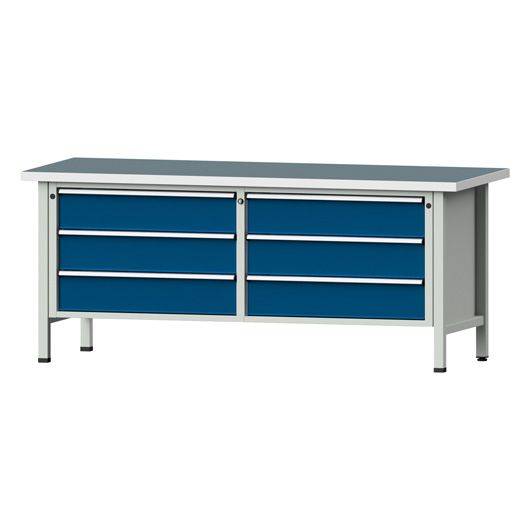ANKE Kastenwerkbank Modell 108 VX, 2000x800x840, Universalplatte, 6 Schubladen, blau-0