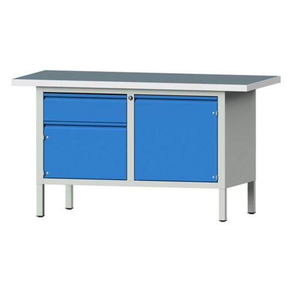 ANKE Kastenwerkbank Modell 132 E, 1500x700x840, Universalplatte, 1 Schublade, 2 Türen, blau
