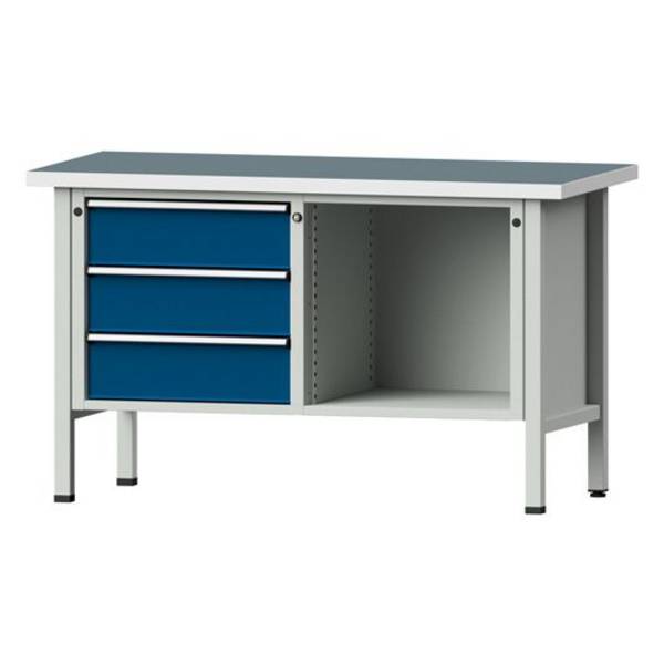 ANKE Kastenwerkbank Modell 103 V, 1500x700x890, Universalplatte, 3 Schubladen, offenes Fach, blau