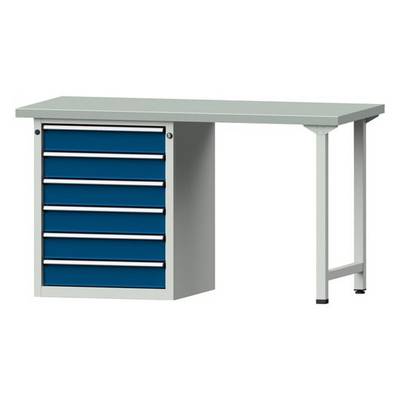ANKE Kombiwerkbank Modell 813 V, 1500x700x840mm, Stahlplatte, Sockelschrank, 6 Schubladen, blau-0