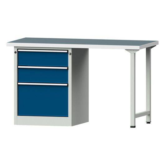 ANKE Kombiwerkbank Modell 803 V, 1500x700x890mm, Universalplatte, Sockelschrank, 3 Schubladen-0
