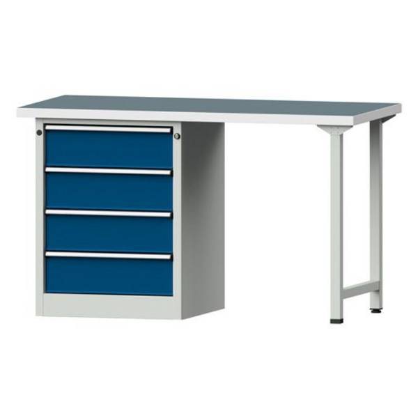 ANKE Kombiwerkbank Modell 808 V, 1500x700x890mm, Universalplatte, Sockelschrank, 4 Schubladen
