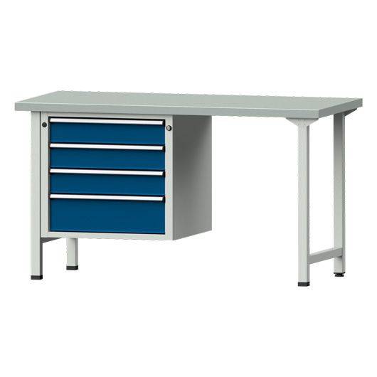 ANKE Kombiwerkbank Modell 705 V, 1500x700x840mm, Stahlplatte, Unterbauschrank, 4 Schubladen, blau-0
