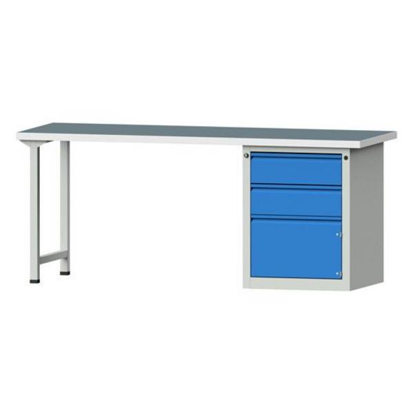 ANKE Kombiwerkbank Modell 823 E, 2000x700x840mm, Universalplatte, Sockelschrank, 2 Schubl., 1 Tür