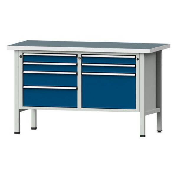 ANKE Kastenwerkbank Modell 239 V, 1500x700x890, Universalplatte, 7 Schubladen, blau